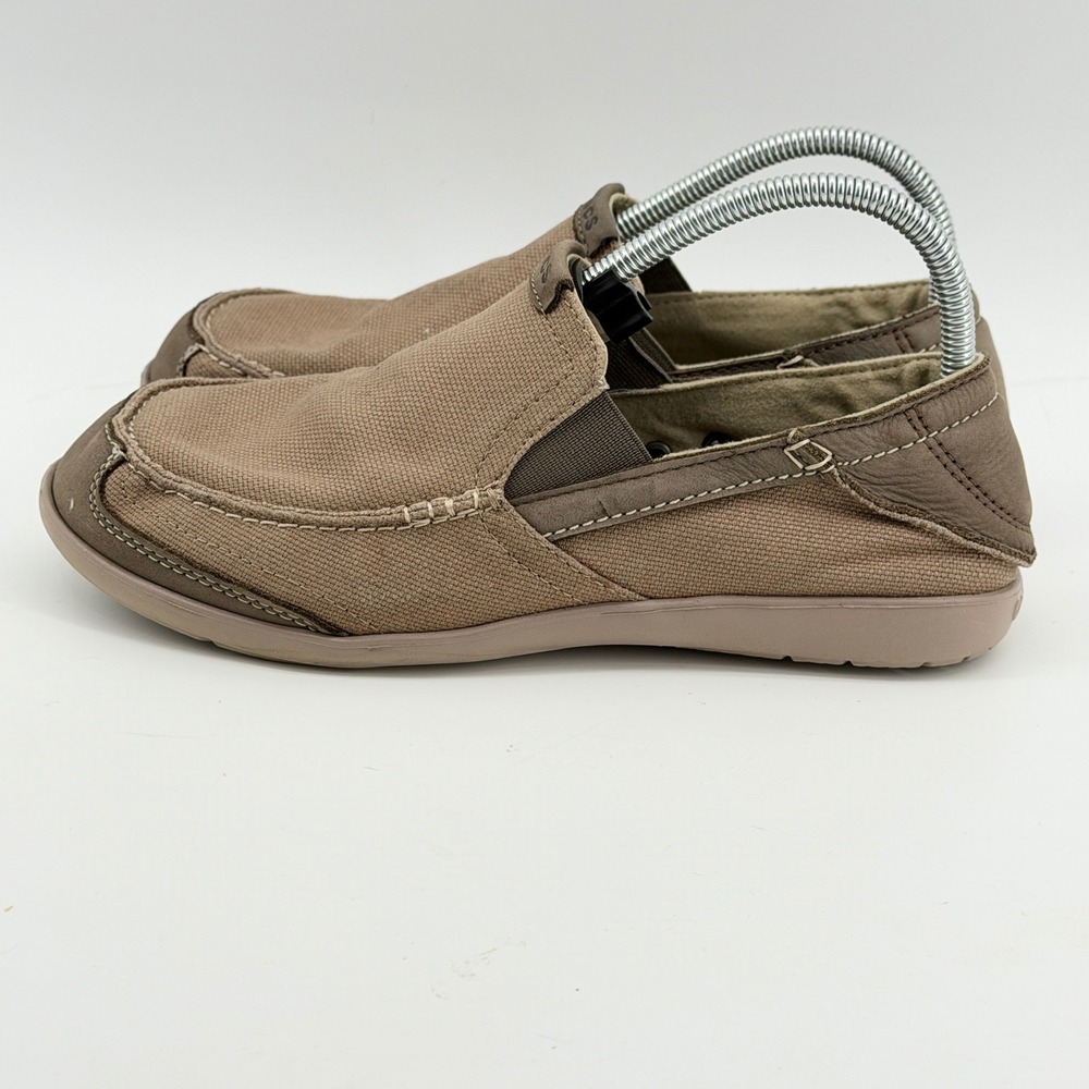 Crocs Santa Cruz Canvas Loafers Mens 8 Khaki Brown Slip On Shoes 201161 - Picture 4 of 10